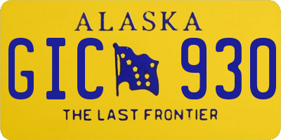 AK license plate GIC930