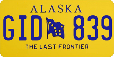 AK license plate GID839