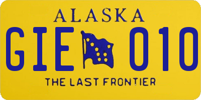 AK license plate GIE010