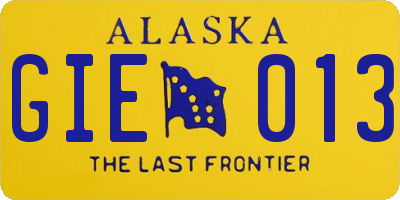 AK license plate GIE013