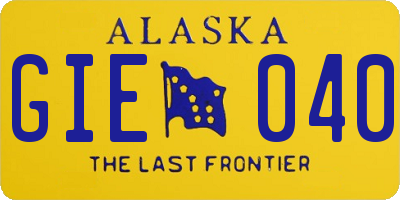 AK license plate GIE040