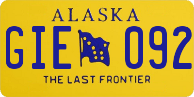 AK license plate GIE092