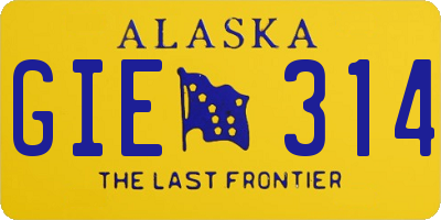 AK license plate GIE314