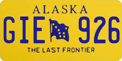 AK license plate GIE926
