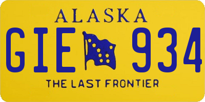 AK license plate GIE934