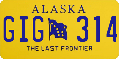AK license plate GIG314