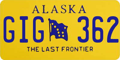 AK license plate GIG362