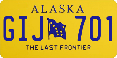 AK license plate GIJ701
