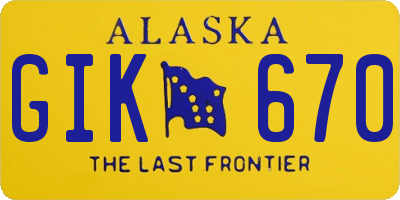 AK license plate GIK670