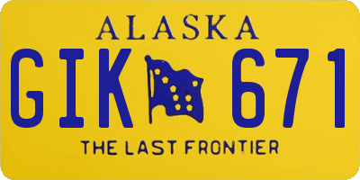 AK license plate GIK671
