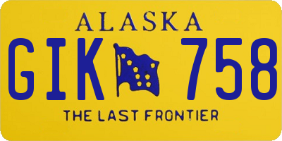 AK license plate GIK758