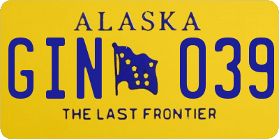 AK license plate GIN039