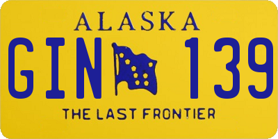 AK license plate GIN139