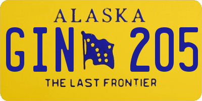 AK license plate GIN205