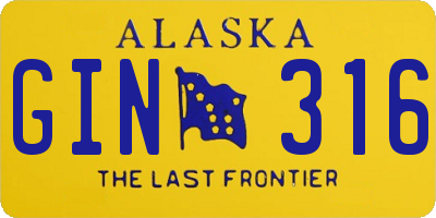 AK license plate GIN316