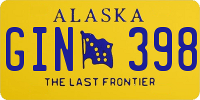 AK license plate GIN398
