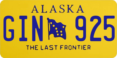 AK license plate GIN925