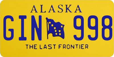 AK license plate GIN998