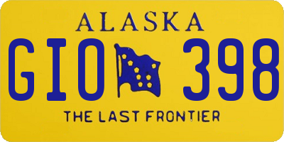 AK license plate GIO398