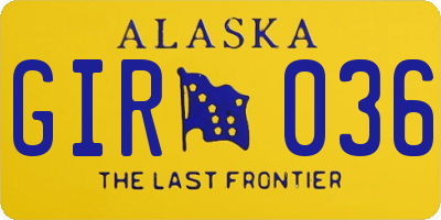 AK license plate GIR036