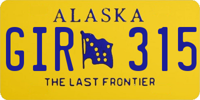 AK license plate GIR315