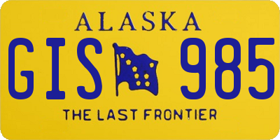 AK license plate GIS985