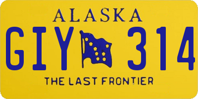 AK license plate GIY314