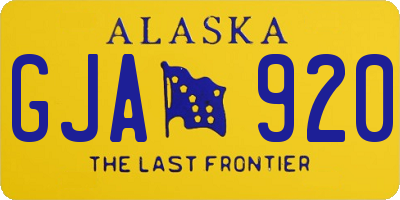 AK license plate GJA920