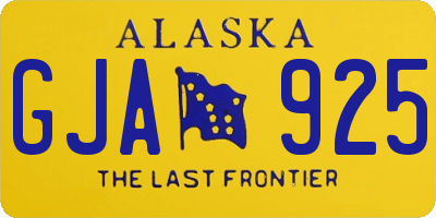 AK license plate GJA925