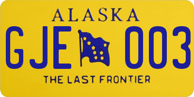 AK license plate GJE003