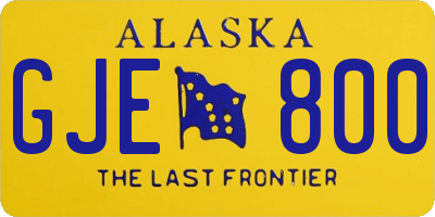 AK license plate GJE800