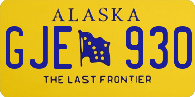 AK license plate GJE930