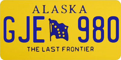 AK license plate GJE980