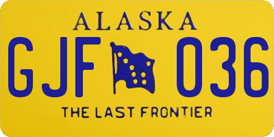 AK license plate GJF036