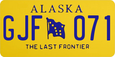 AK license plate GJF071