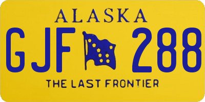 AK license plate GJF288
