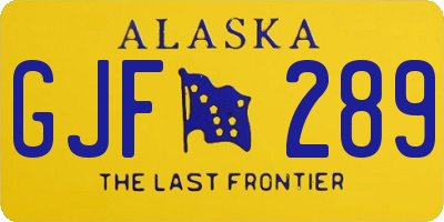 AK license plate GJF289