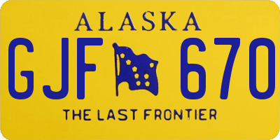 AK license plate GJF670