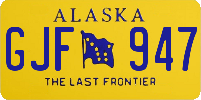 AK license plate GJF947