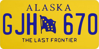 AK license plate GJH670