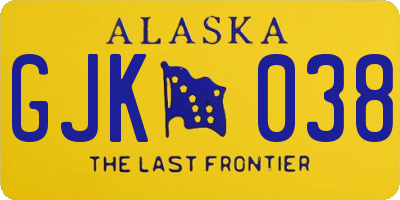 AK license plate GJK038