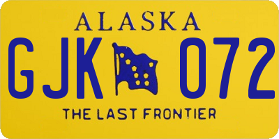 AK license plate GJK072