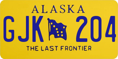 AK license plate GJK204