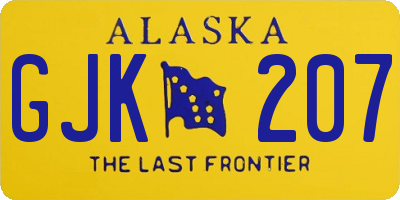 AK license plate GJK207