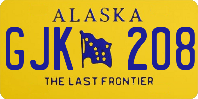 AK license plate GJK208