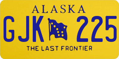 AK license plate GJK225