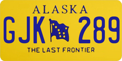 AK license plate GJK289