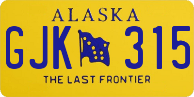 AK license plate GJK315