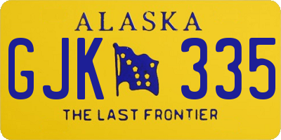 AK license plate GJK335