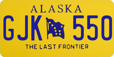 AK license plate GJK550